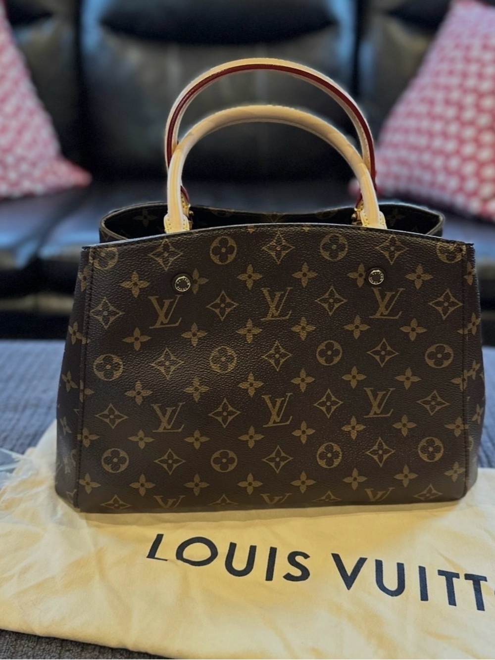Louis Vuitton Montaigne MM Monogram Canvas Satchel Top-Handle Bag Purse